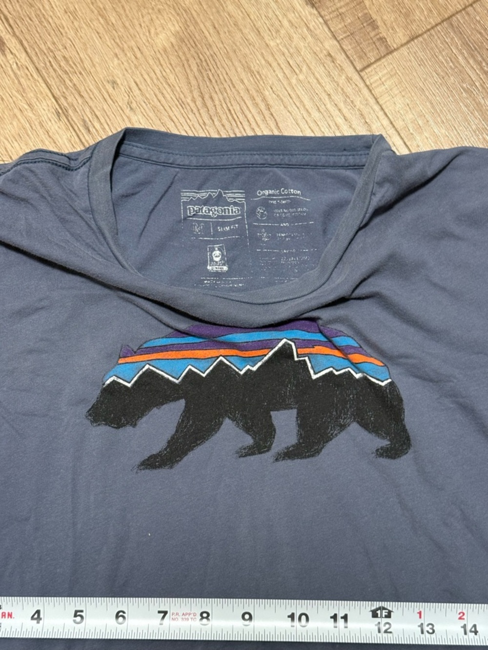 Patagonia Shirt Mens Medium Blue Short Sleeve Hiking Bear Mountains - Picture 2 of 5